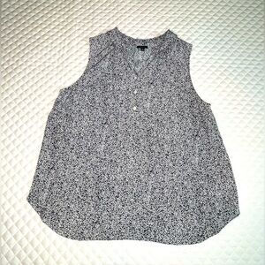 Talbots Ruffled Split Neck Shell in mini Animal Print